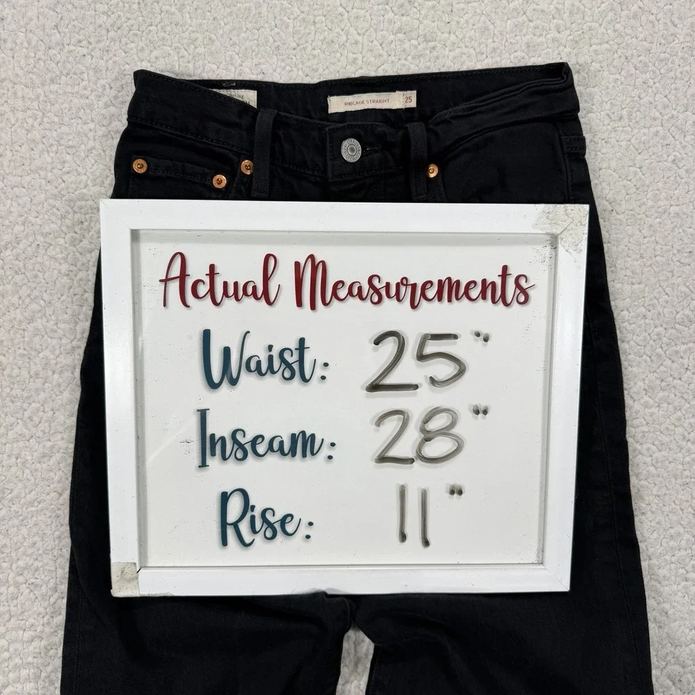 Levi's Premium Ribcage Straight Jeans Womens 25 (25x28) Streetwear Grunge Casual